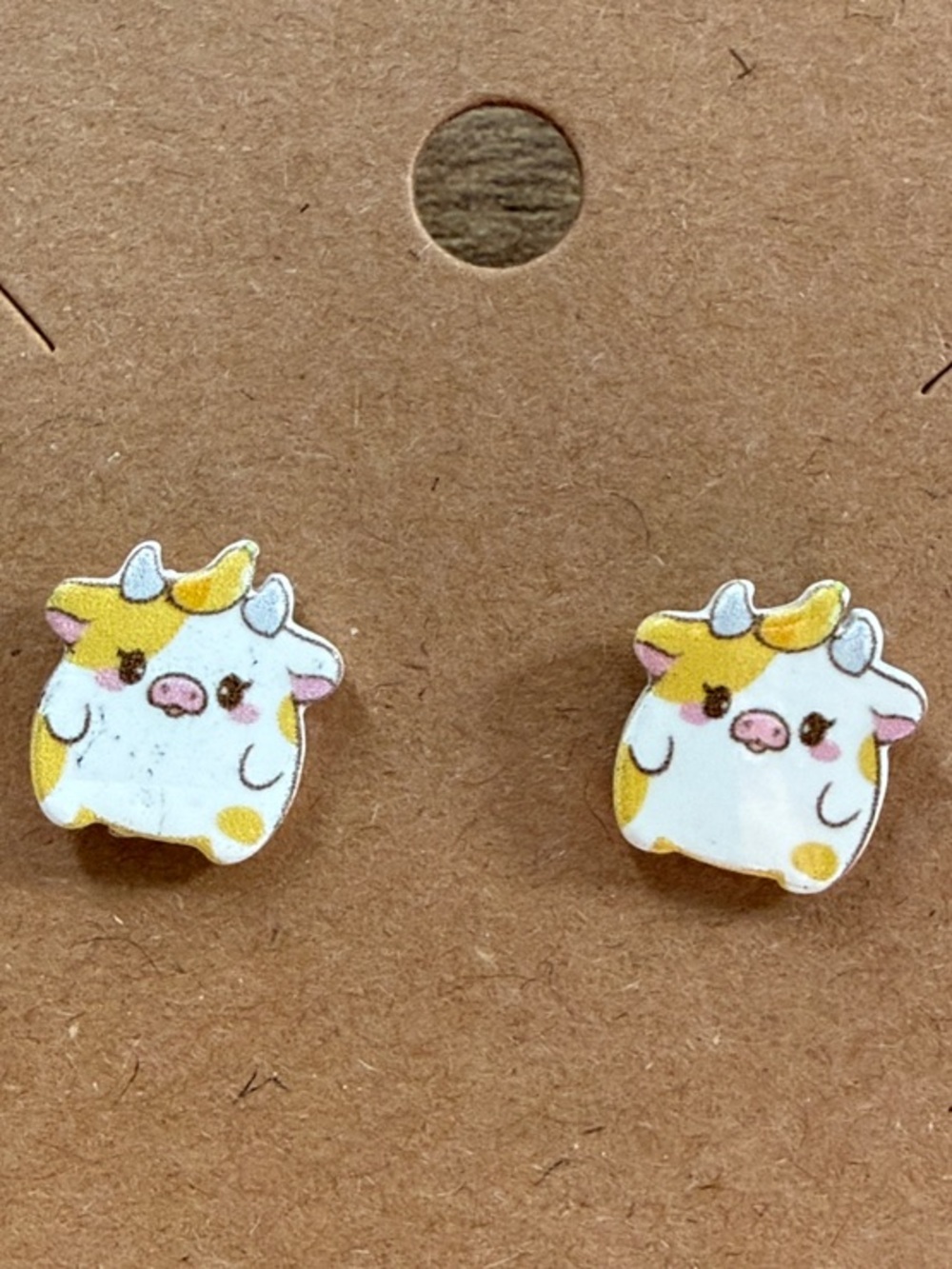 Cow Fruit Resin Stud Nickel Free Earrings NEW PICK ONE Banana Peach Lemon ETC - Picture 5 of 10